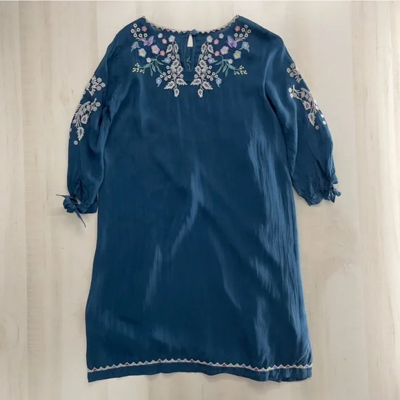 JOHNNY WAS Arva embroidered butterfly floral blue dress XS - Picture 6 of 8